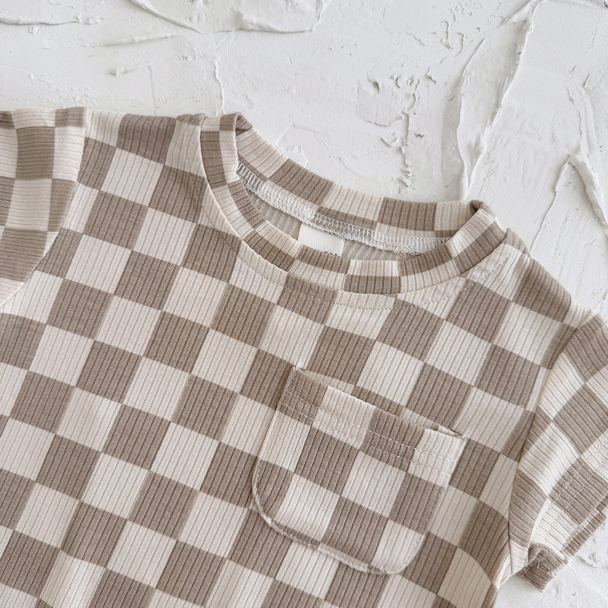 （In Production）One Pack(5 Pieces total)Sale Toddler Boys Summer Checkerboard Romper