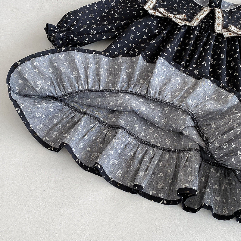 （In Production）Sisters Fall&Winter Floral Print Dress,Romper