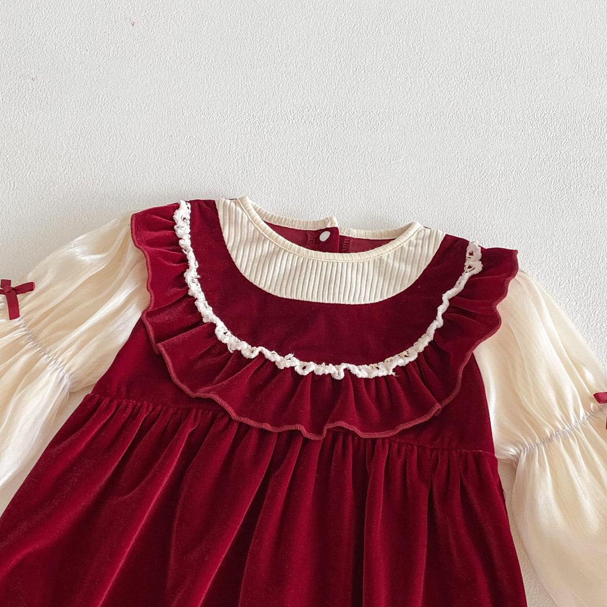 （Pre Order 2 Weeks）Toddler Girls Red Velvet Ruffle Romper