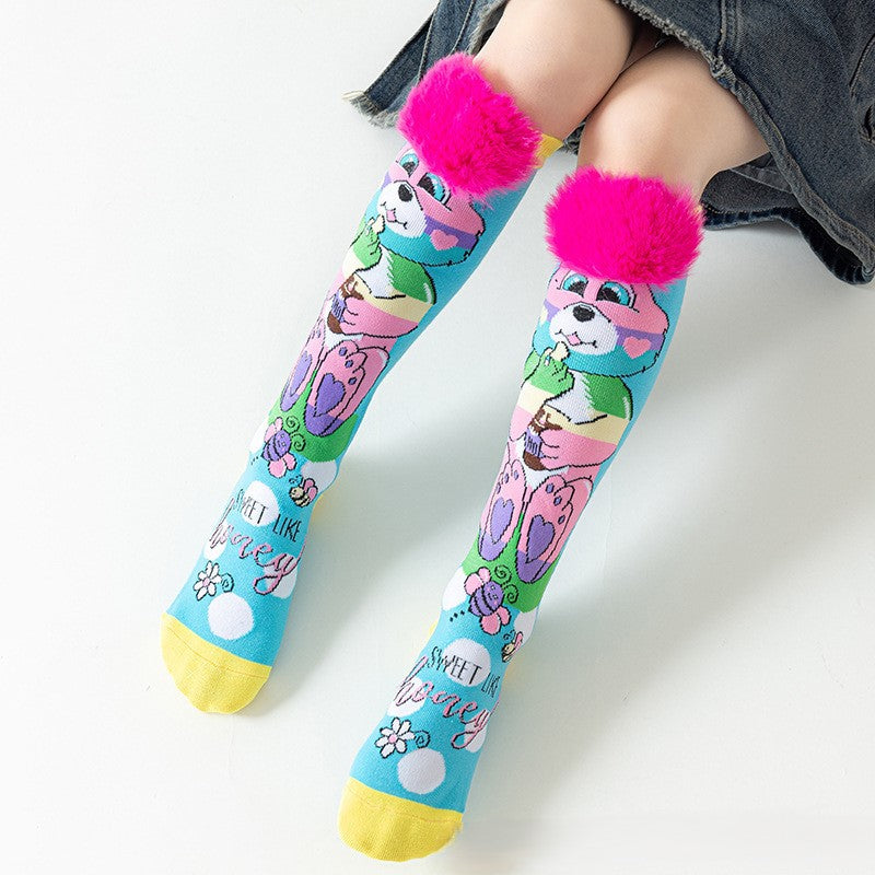 （Pre Order）Girls Cartoon Mid-calf Socks