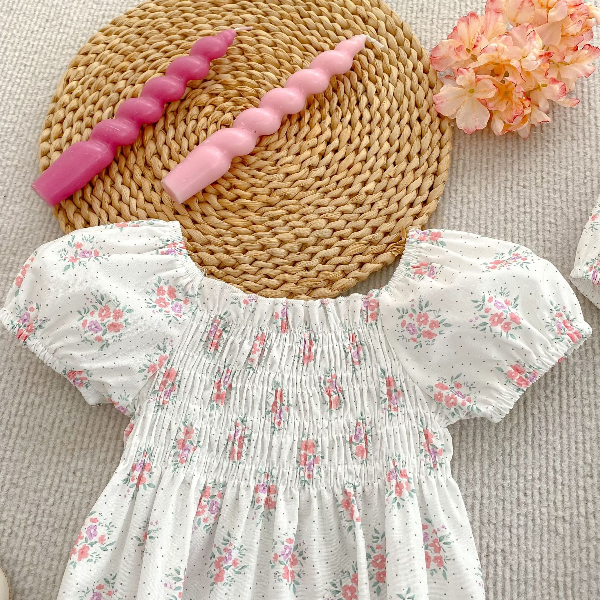 （Pre Order 2 Weeks）Sisters Floral Print Smocked Dress&Romper
