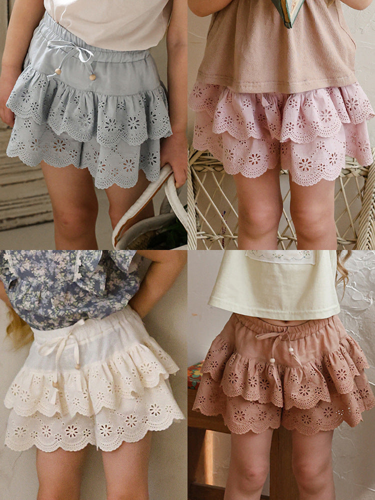 （In Production）Girls Spring&Summer Lace Scallop Shorts