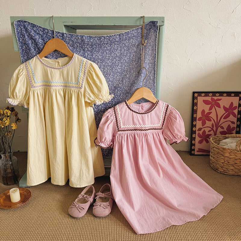 （In Production）Girls Spring&Summer Puff Sleeves Cotton Dress