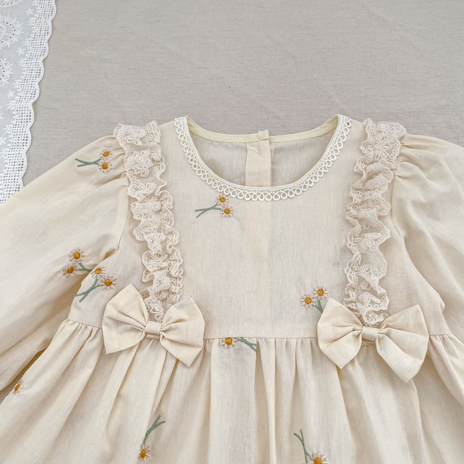 （Pre Order 2 Weeks）Sisters Fall Floral Embroidery Lace Dress&Romper