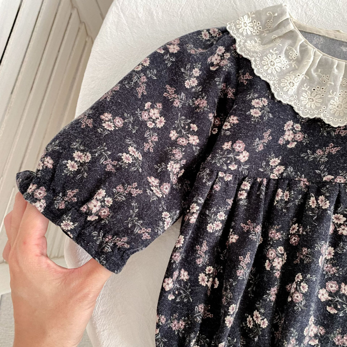 （Pre Order 2 Weeks）Sisters Fall Floral Print Lace Collar Dress&Romper