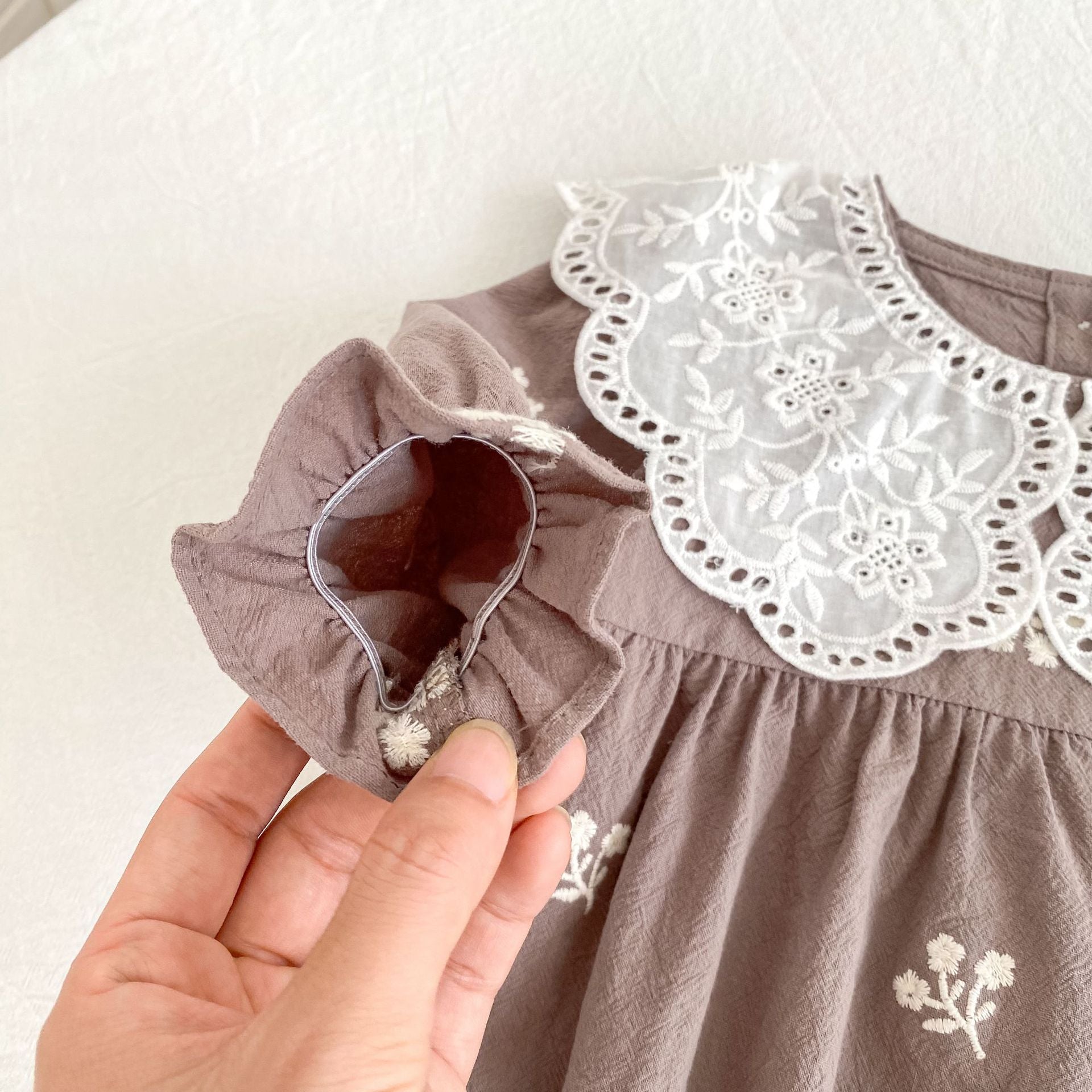 （Pre Order 2 Weeks）Sisters Fall Embroidery Baby Collar Dress&Romper