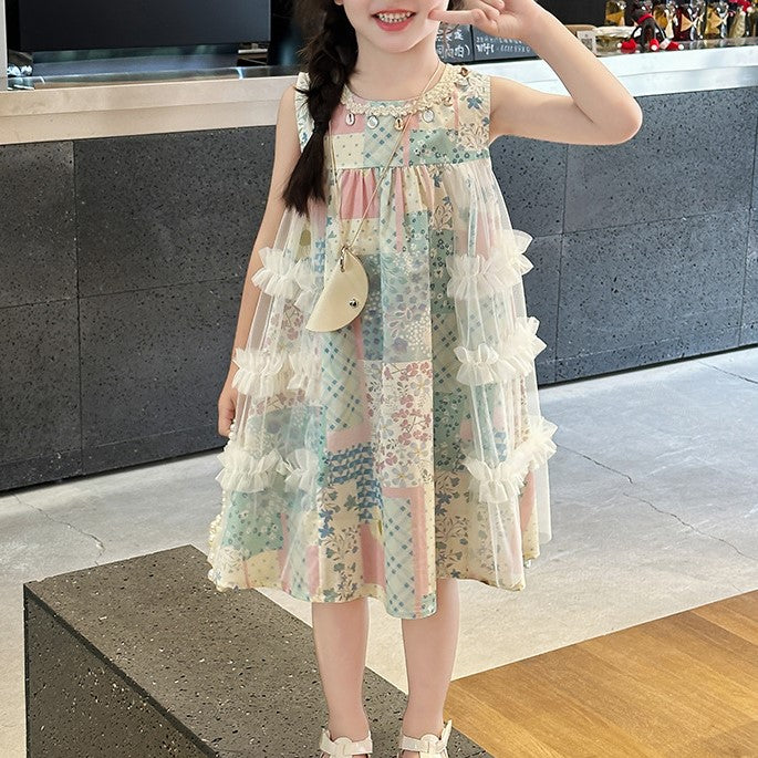 （In Production）Girls Spring&Summer Print Sleeveless Dress