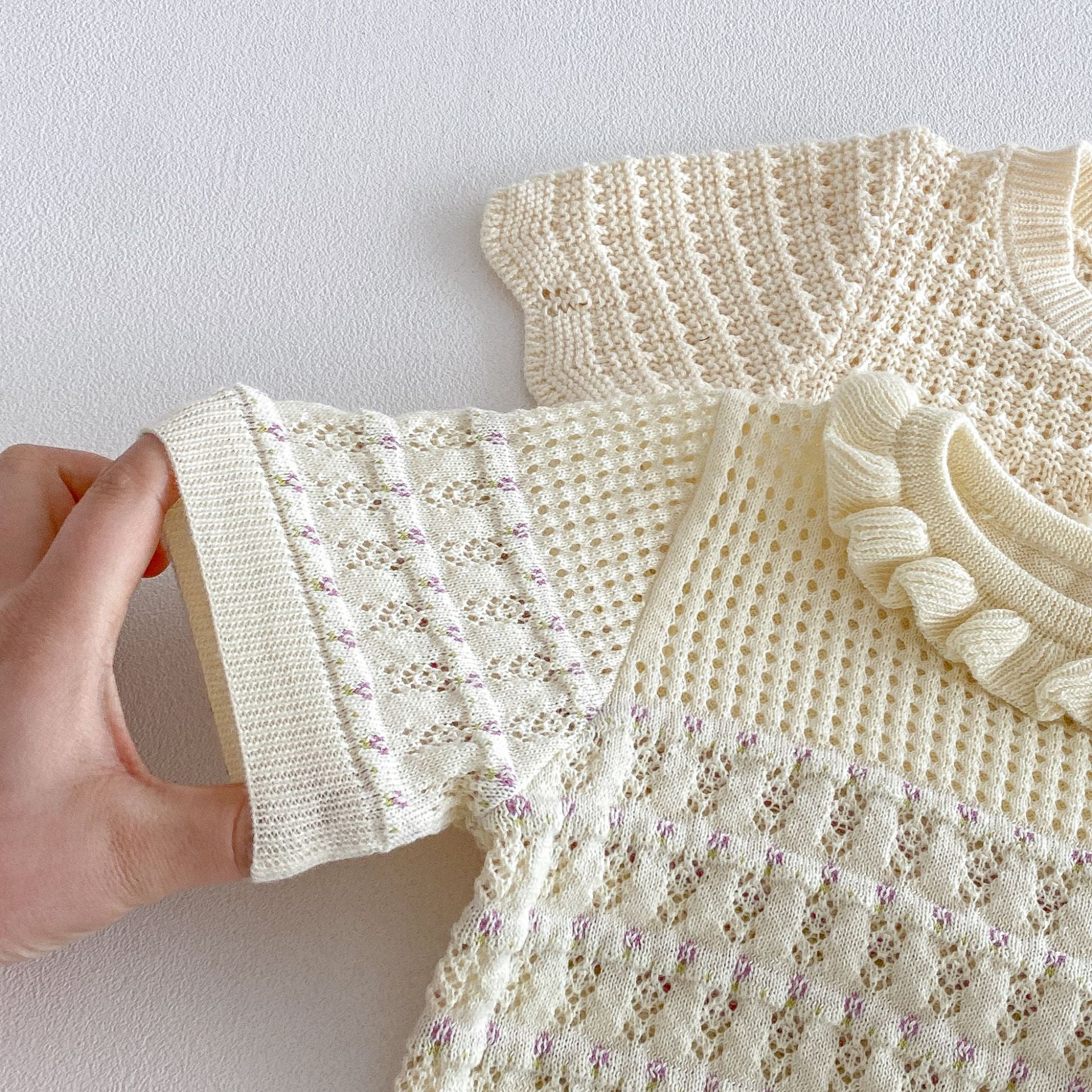 （In Production）Girls Spring&Summer Knitted Ruffle Shorts Set