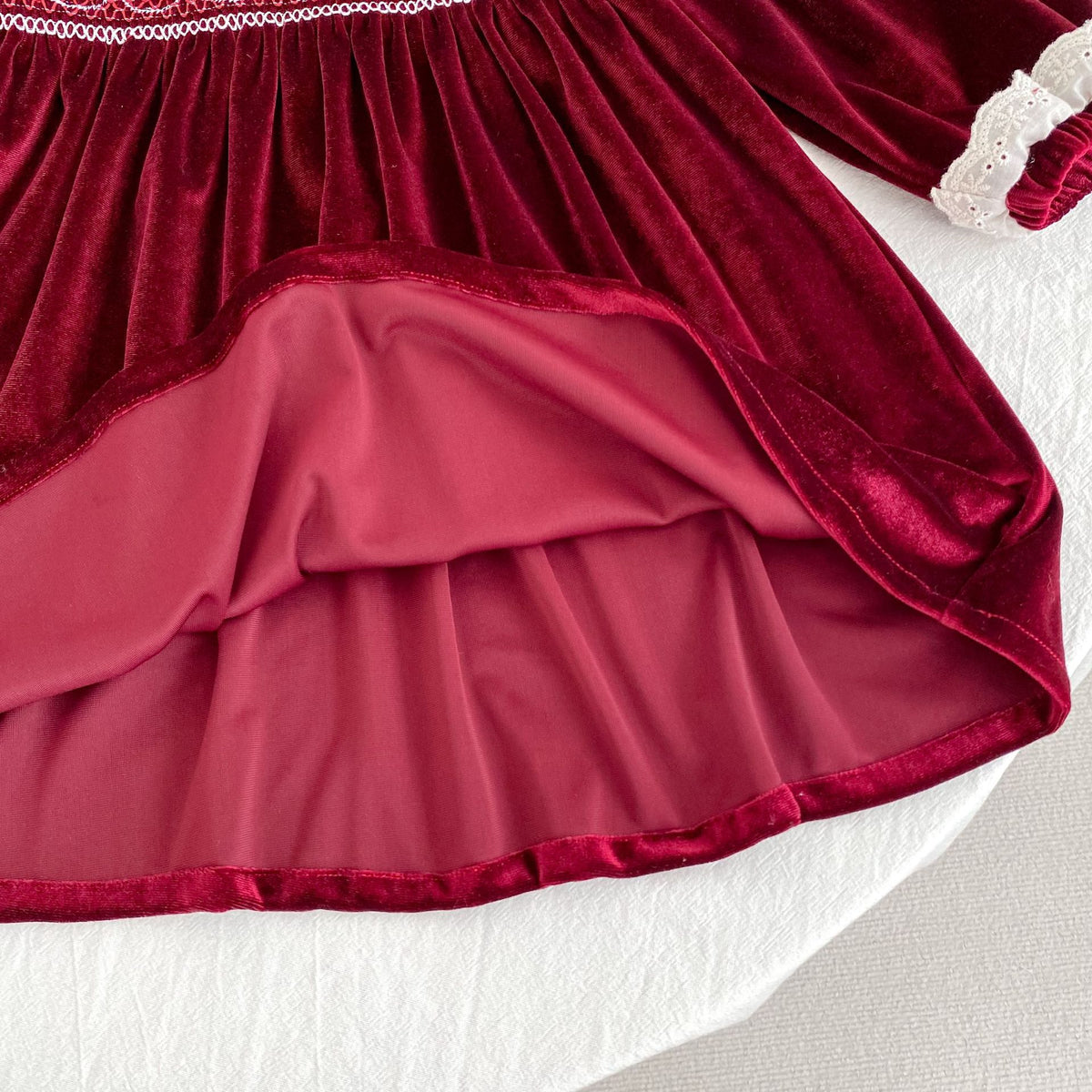 （Pre Order 2 Weeks）Sisters Red Velvet Smocked Dress&Romper