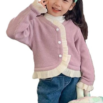 （In Production）Girls Fall&Winter Ruffle Sweater Cardigan