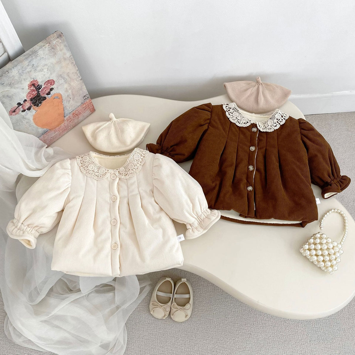 （Pre Order 2 Weeks）Girls Fall&Winter Lace Collar Coat