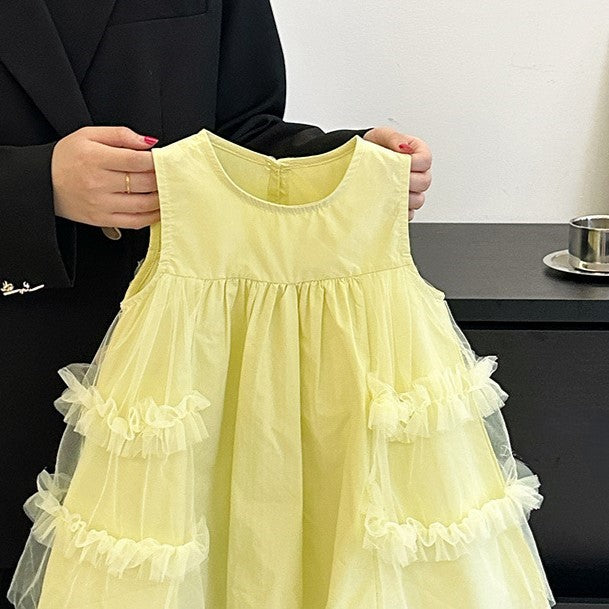 （In Production）Girls Spring&Summer Solid Color Dress with Bag
