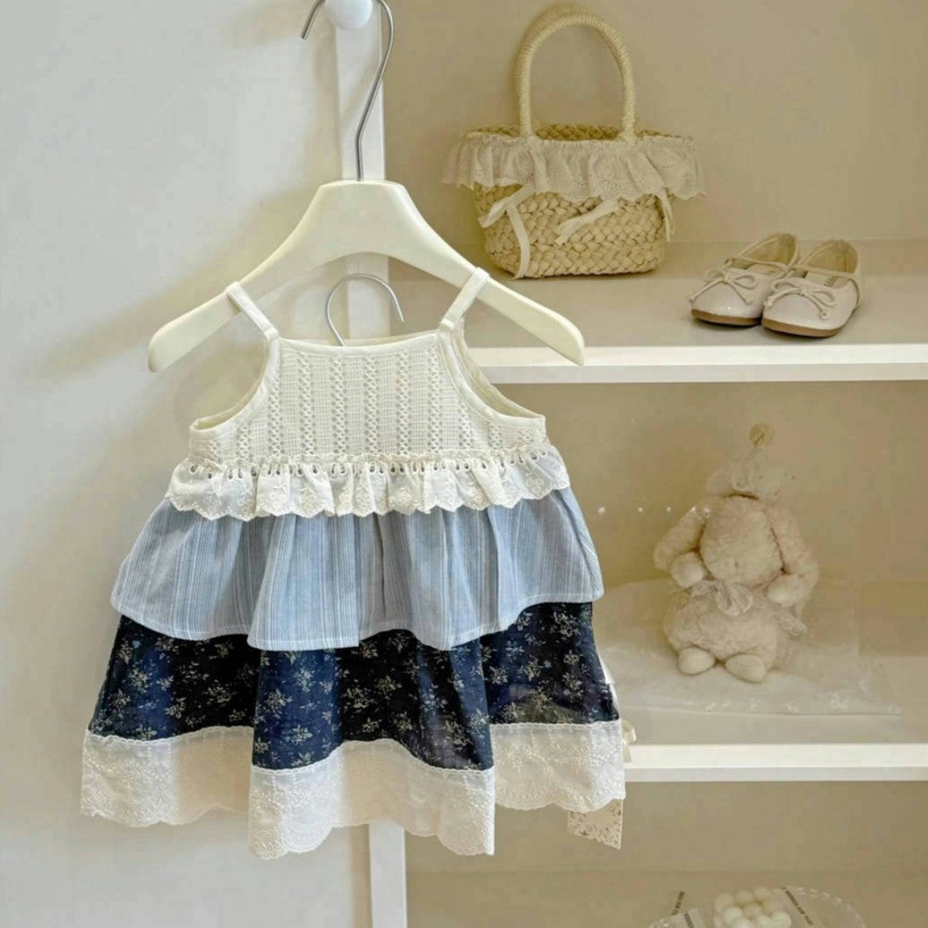 （In Production）Girls Spring&Summer Lace Ruffle Slip Dress