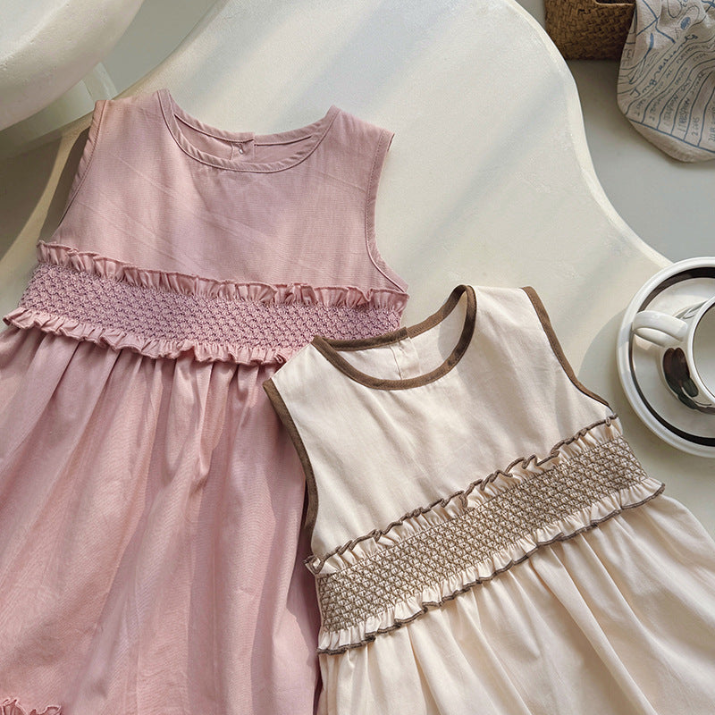 （In Production）Girls Spring&Summer Smocked Ruffle Sleeveless Dress