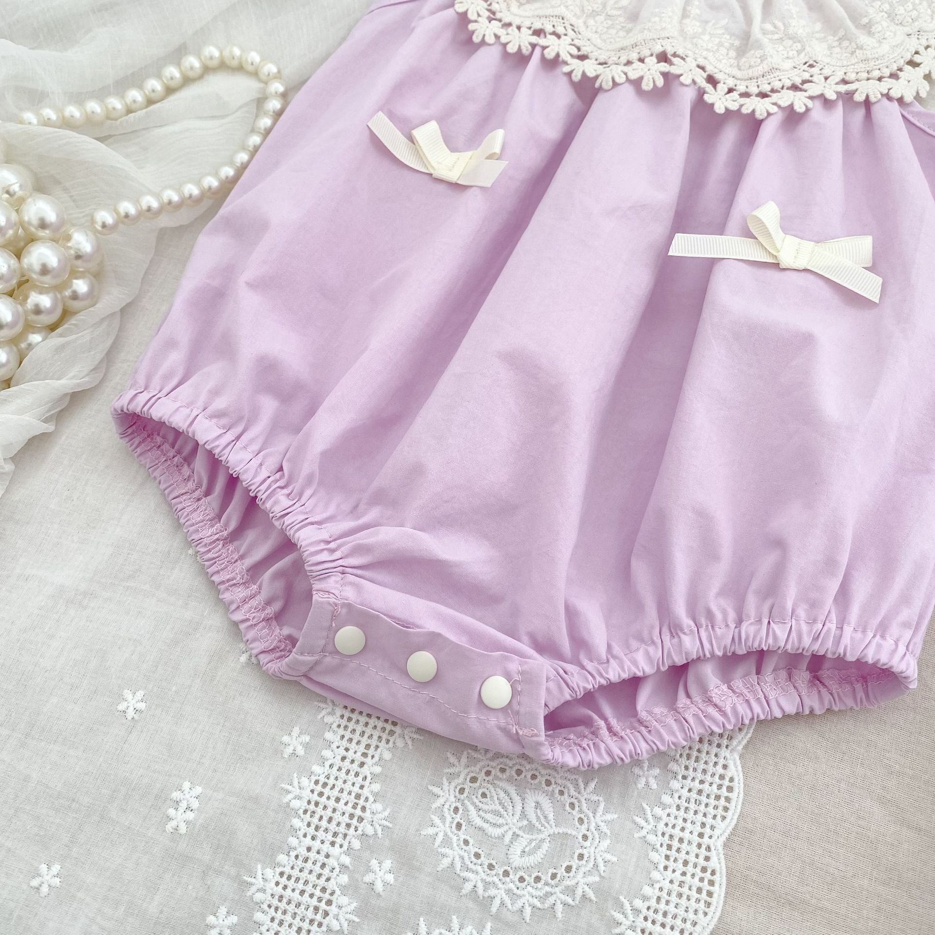 （In Production）Sisters Spring&Summer Lavender Bow Ruffle Dress,Romper