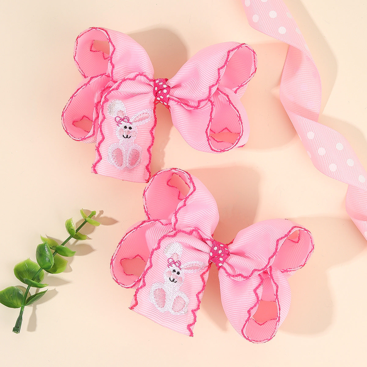 （Pre Order）Girls Easter Bunny Embroidery Hair Clip