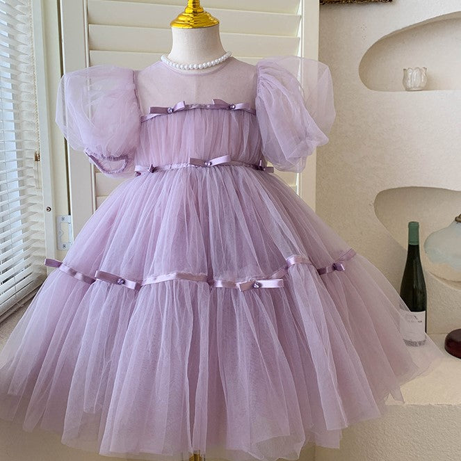 （In Production）Girls Spring&Summer Purple Gauze Dress