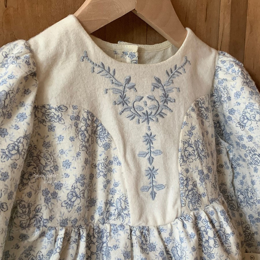（In Production）Girls Fall Embroidery Long Sleeves Romper
