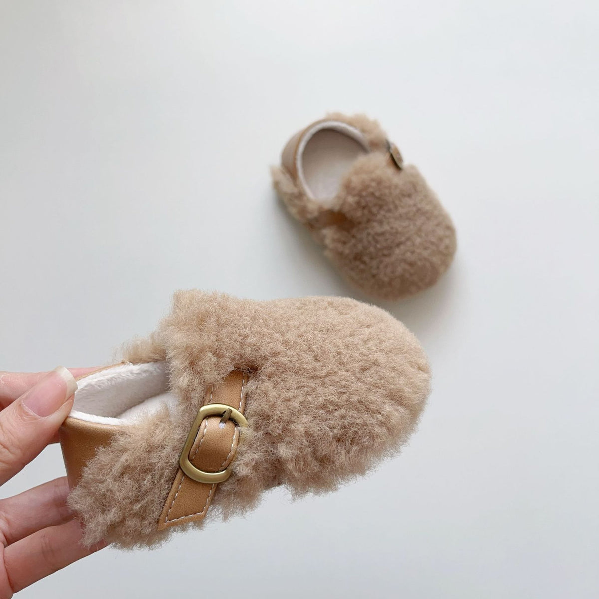 （Pre Order）Kids Fall&Winter Sherpa Fuzzy Boston Style Clog Soft Sole Crib Shoes