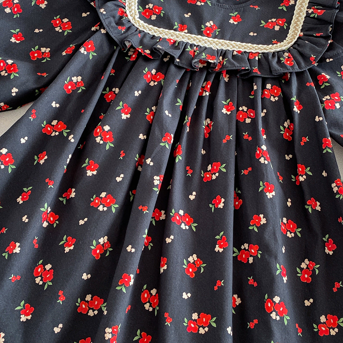 （Pre Order 2 Weeks）Sisters Fall Floral Print Ruffle Dress&Romper