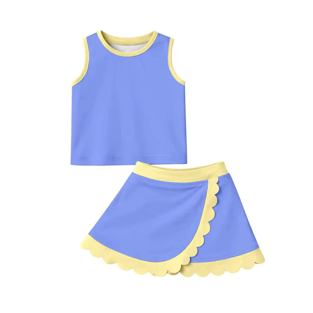 （In Production）Girls Spring&Summer Yoga Scallop Skort Set