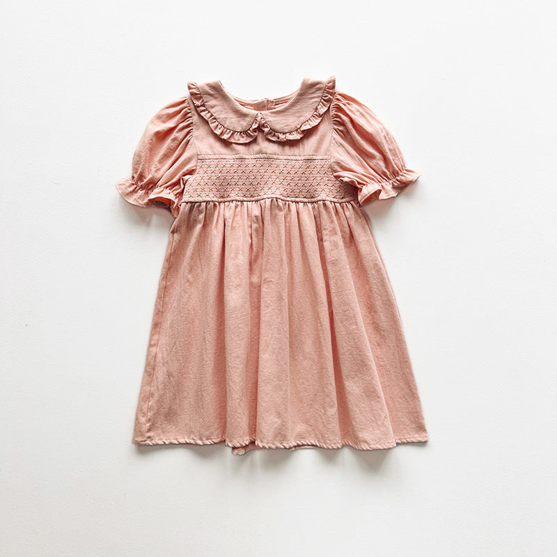（In Production）Girls Spring&Summer Smocked Ruffle Baby Collar Dress