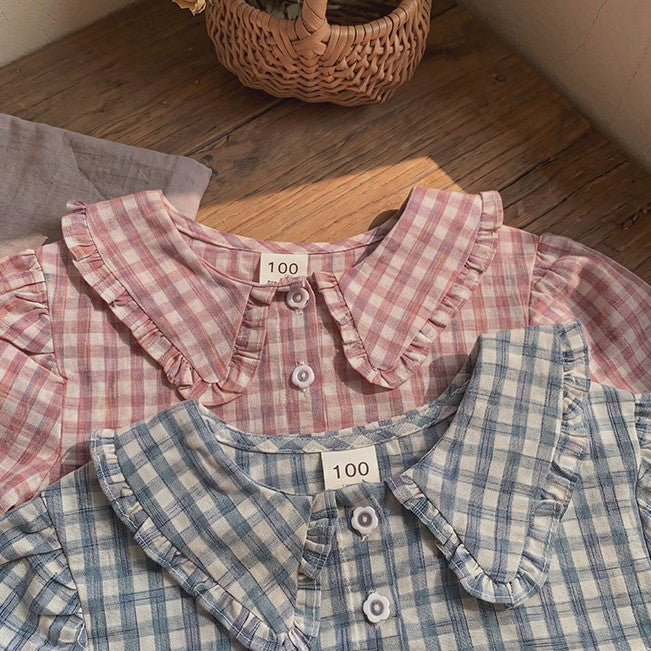 （Pre Order 2 Weeks）Girls Fall Long Sleeves Plaid Dress