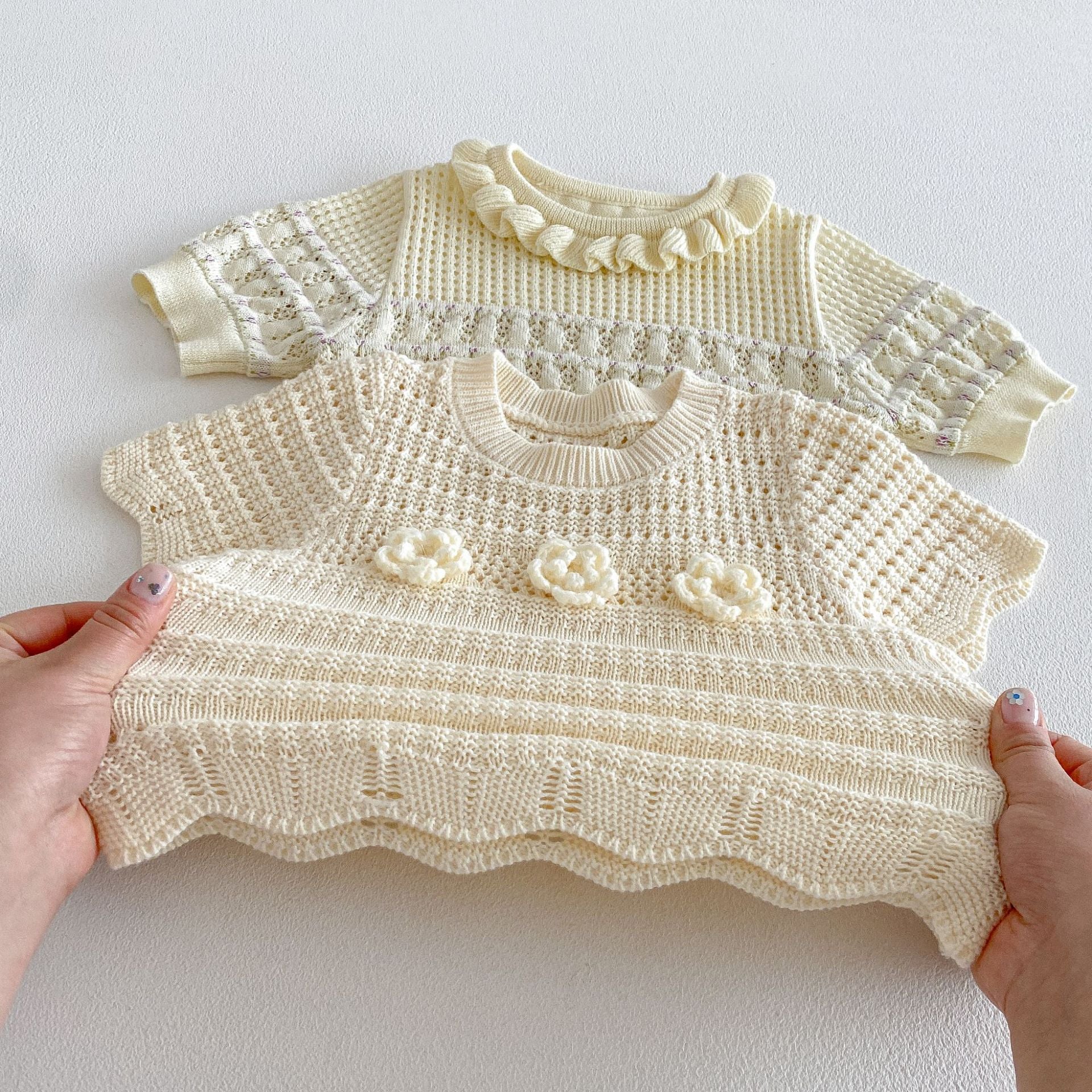 （In Production）Girls Spring&Summer Knitted Ruffle Shorts Set