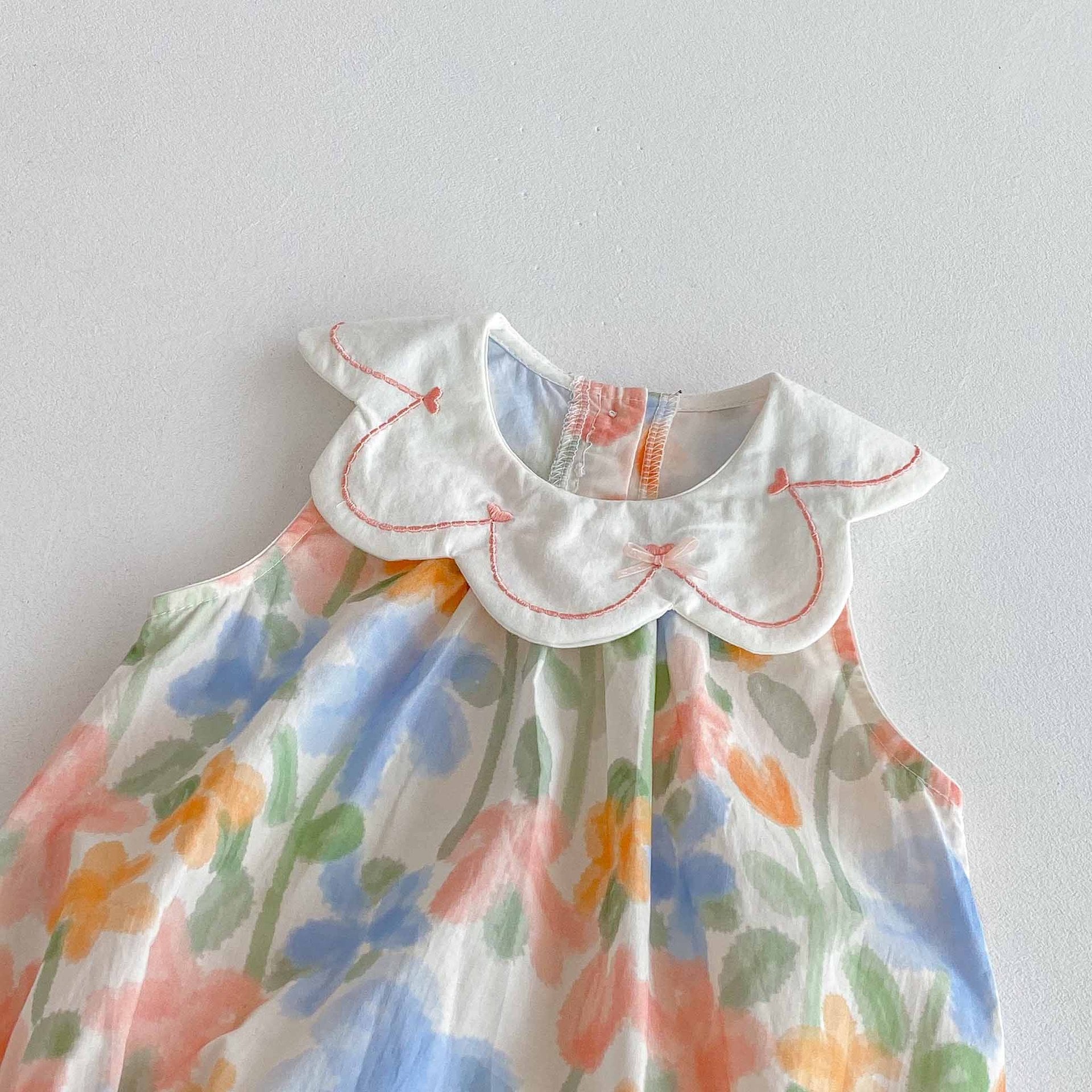 （Pre Order 2 Weeks）Toddler Girls Floral Print Scallop Collar Romper