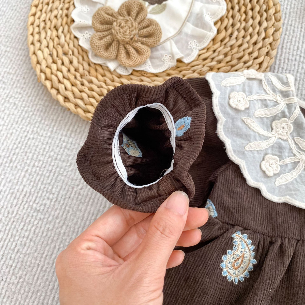 （Pre Order 2 Weeks）Sisters Fall Embroidery Corduroy Dress&Romper