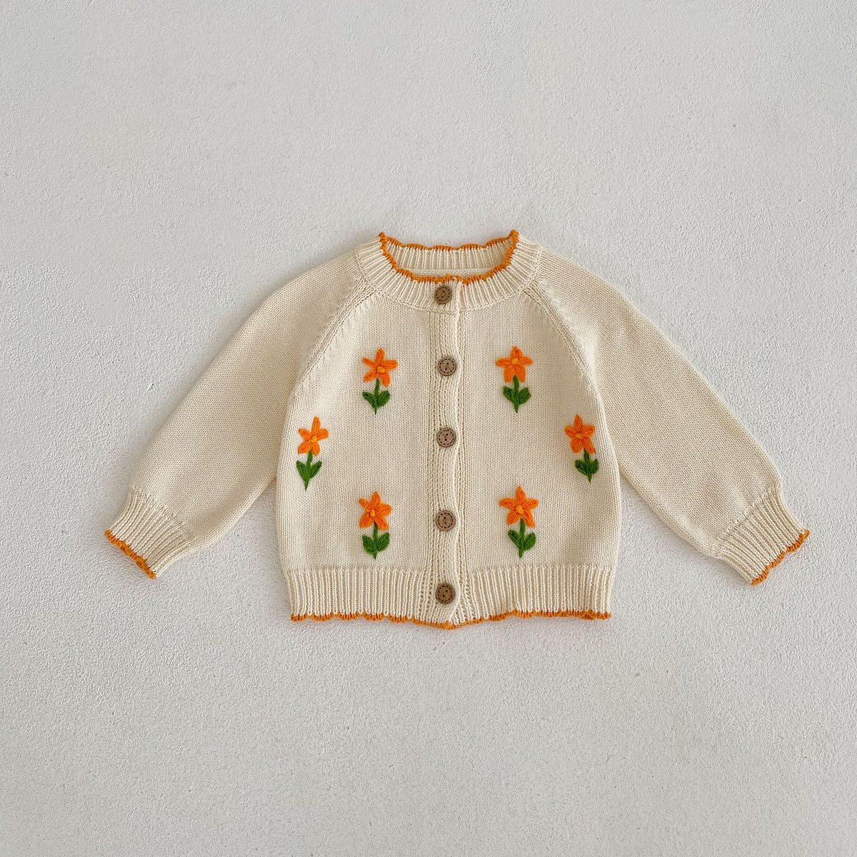 （Pre Order 2 Weeks）Kids Fall Floral Embroidery Sweater Cardigan