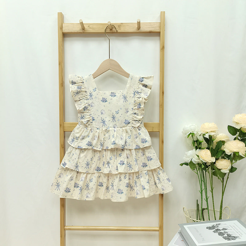 （In Production）Girls Spring&Summer Print Ruffle Dress