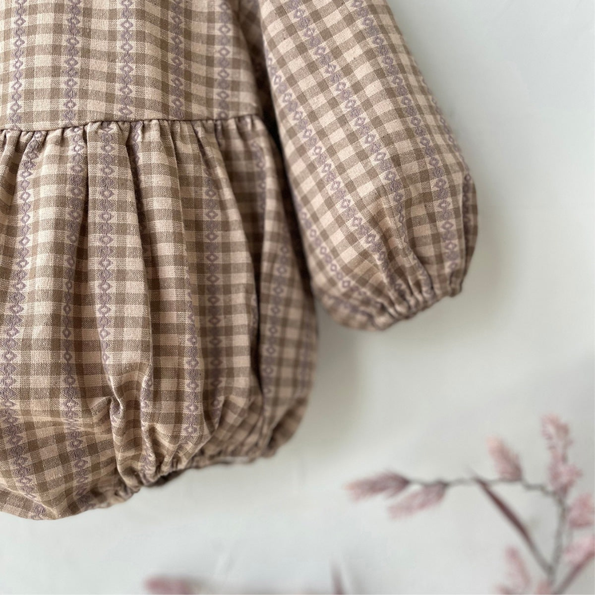 （In Production）Sisters Fall Plaid Lace Ruffle Dress&Romper