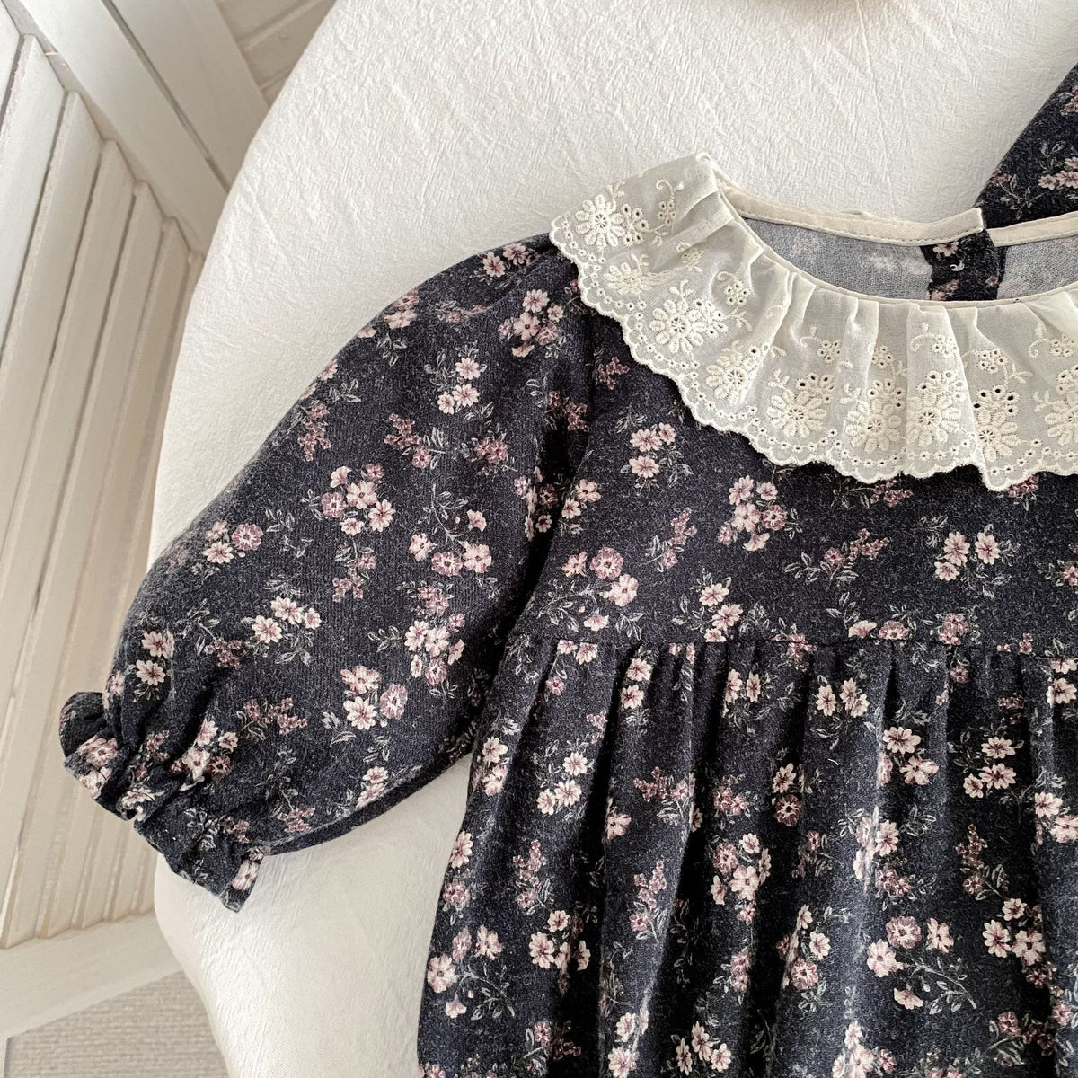 （Pre Order 2 Weeks）Sisters Fall Floral Print Lace Collar Dress&Romper