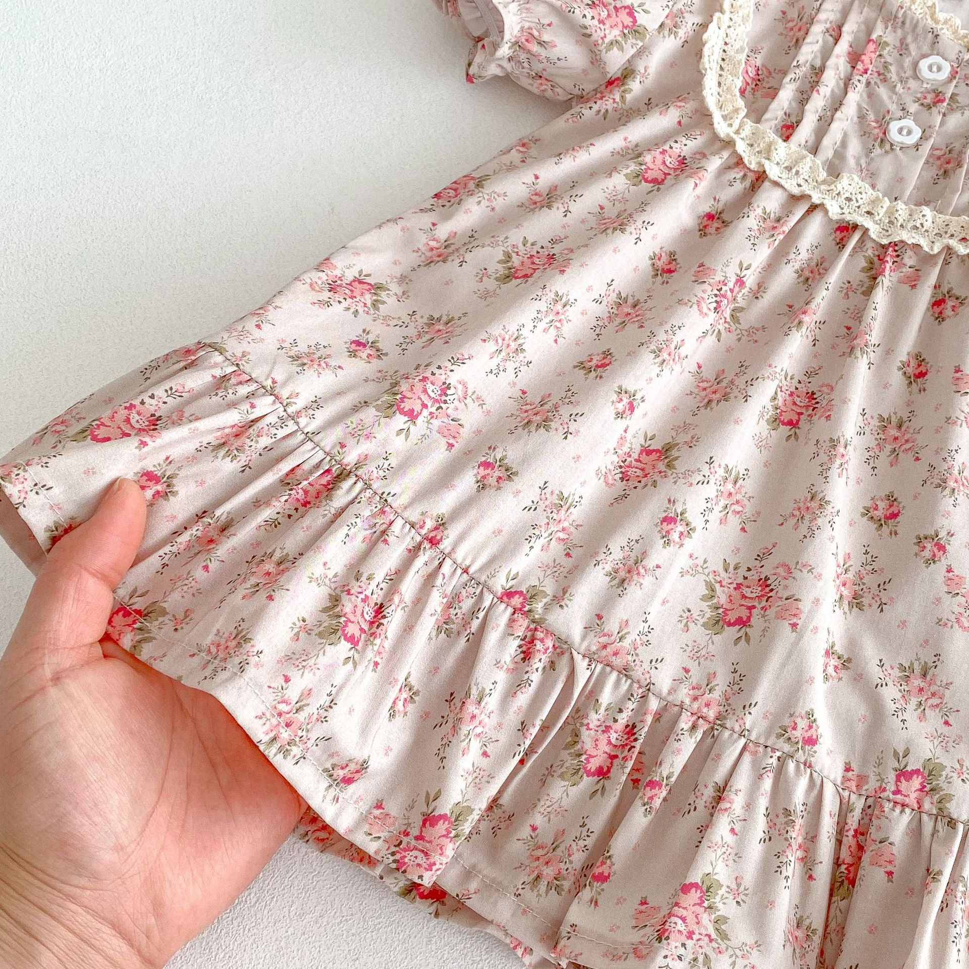 （Pre Order 2 Weeks）Girls Fall Floral Print Lace Dress
