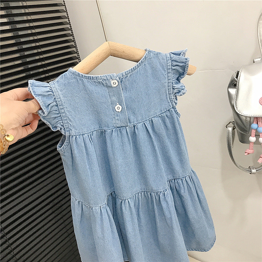 （In Production）Girls Spring&Summer Heart Denim Dress