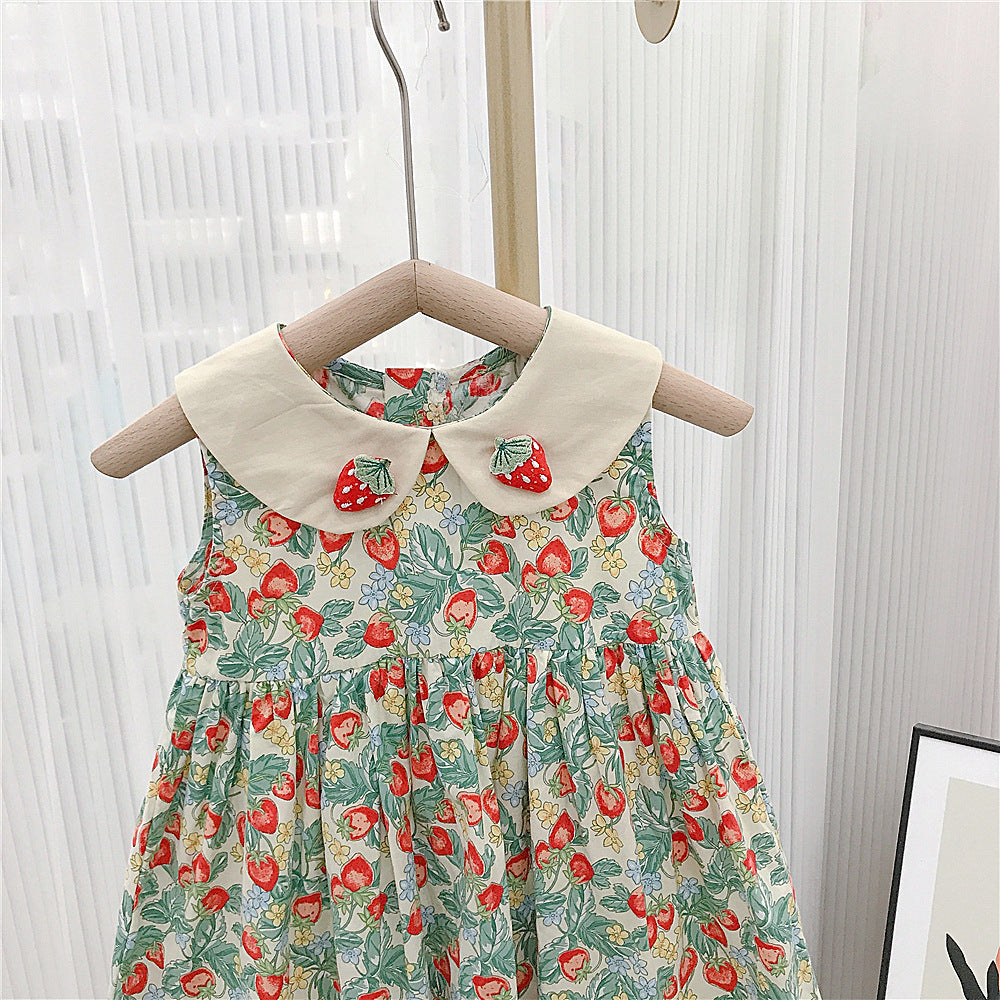 （In Production）Girls Spring&Summer Strawberry Doll Collar Dress