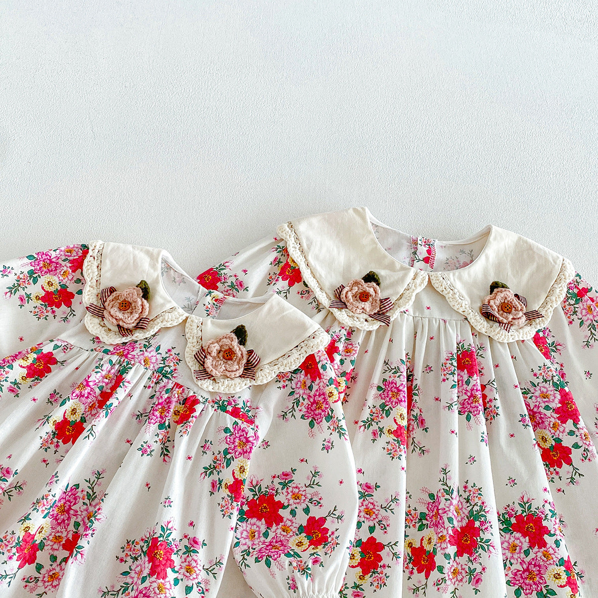 （Pre Order 2 Weeks）Sisters Fall Floral Collar Dress&Romper