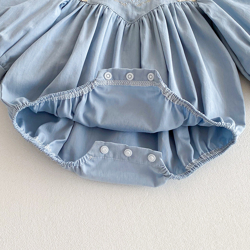 （Pre Order 2 Weeks）Sisters Fall Embroidery Ruffle Collar Dress&Romper