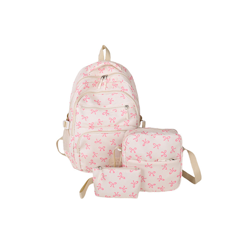 （Pre Order）Bow Print Backpack,Shoulder Bag＆Purse 3Pcs