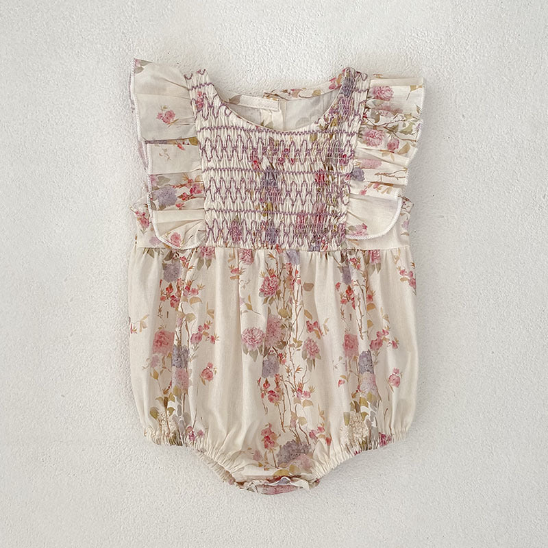 （In Production）Sisters Spring&Summer Floral Smocked Dress,Romper
