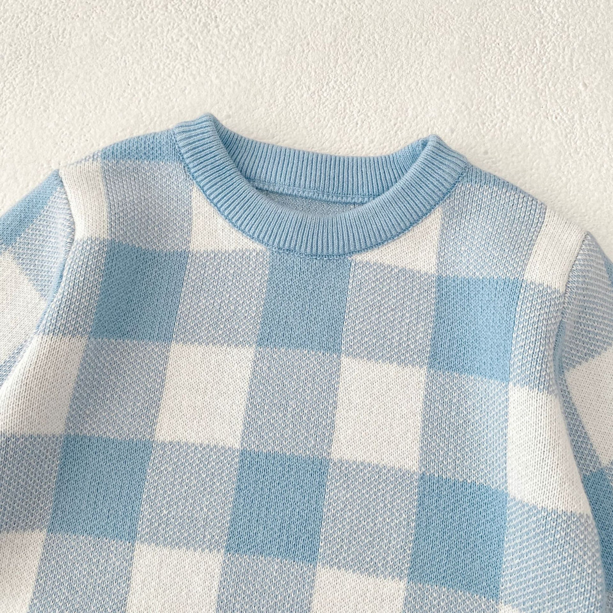 （Pre Order 2 Weeks）Toddler Boys Fall Knitted Plaid Sweater Romper
