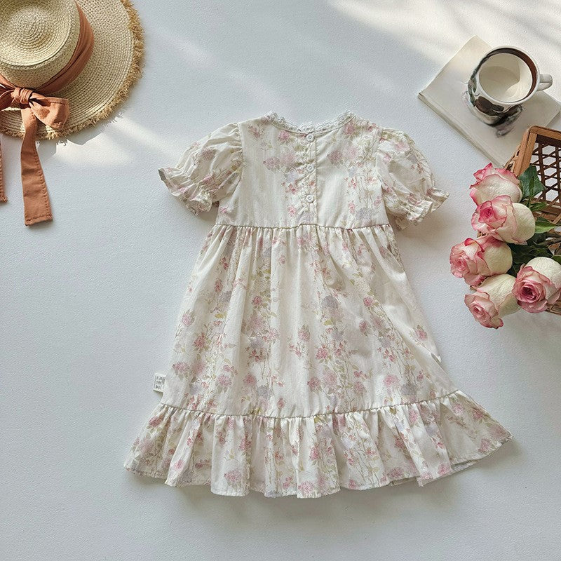 （In Production）Girls Spring&Summer Floral Print Ruffle Dress