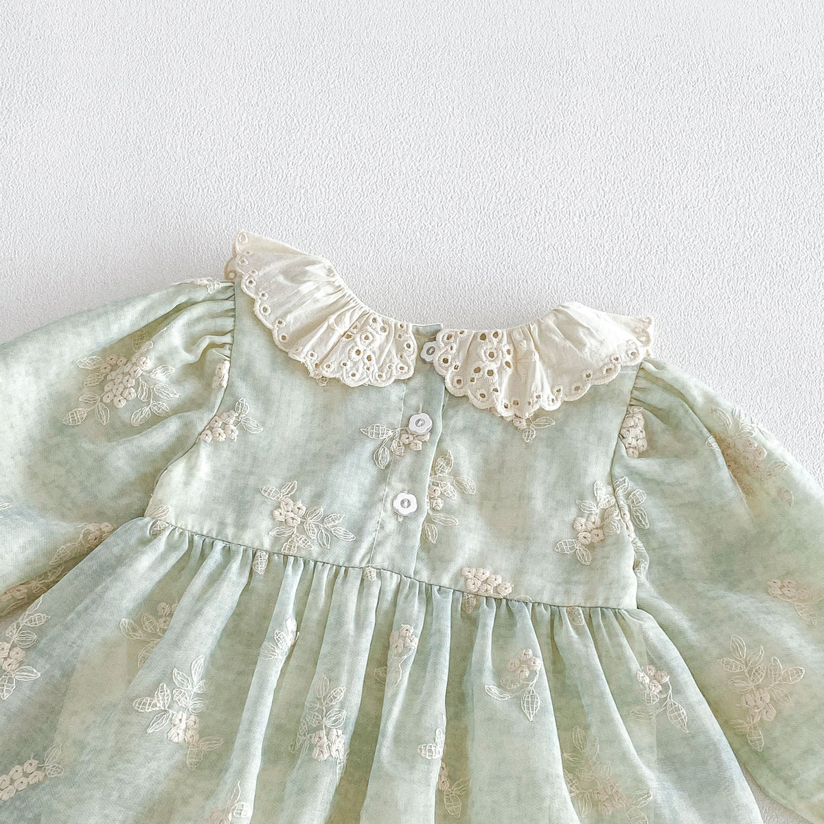（Pre Order 2 Weeks）Toddler Girls Fall Floral Embroidery Lace Collar Romper
