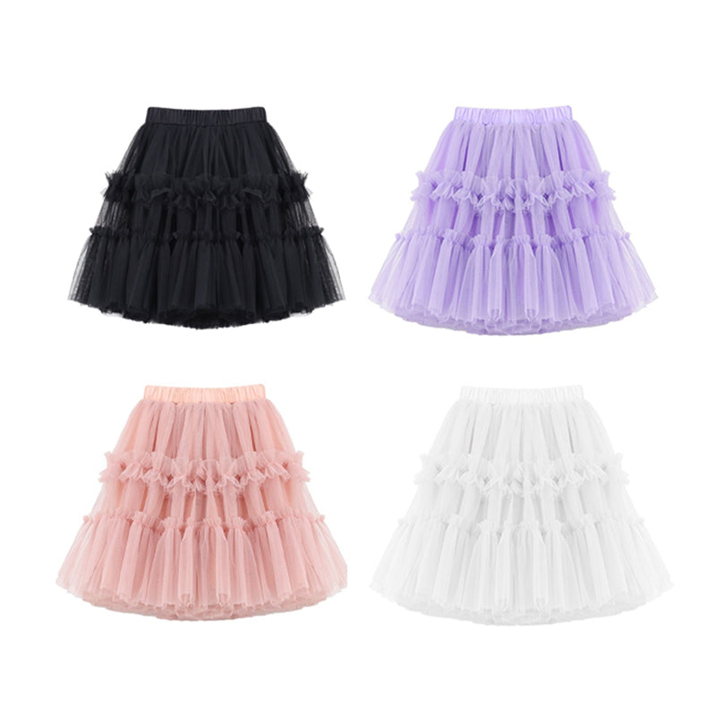 （Pre Order）Girls Plain Half-length Chiffon Skirt