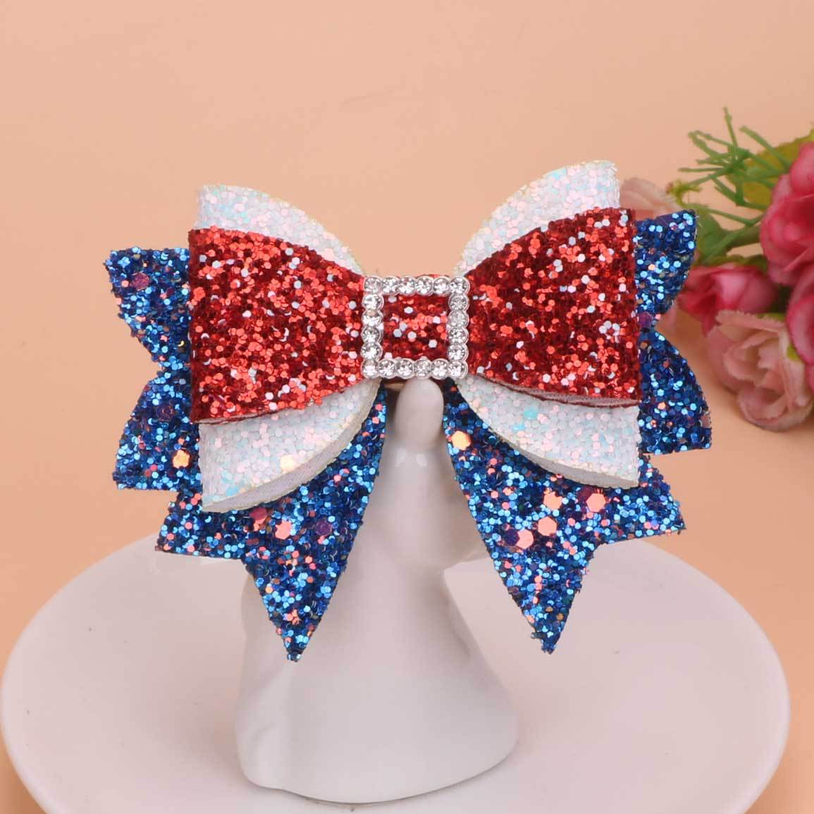 （Pre Order）Girls Summer Patriotic Glitter Hair Clip