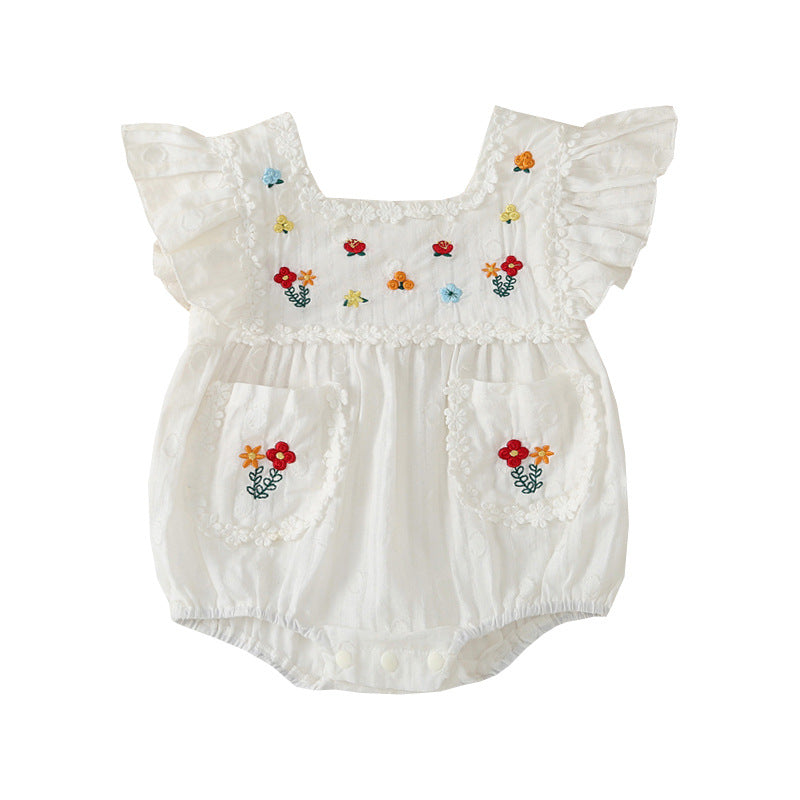 （Pre Order 2 Weeks）Toddler Girls Floral Embroidery Romper