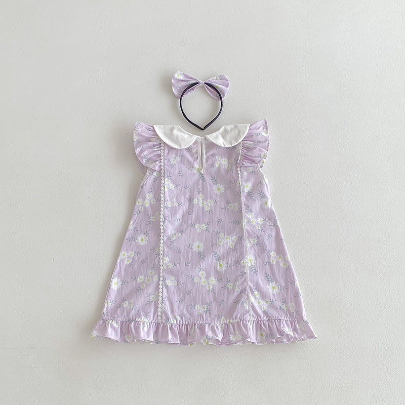 （In Production）Sisters Spring&Summer Lavender Floral Print Dress,Romper