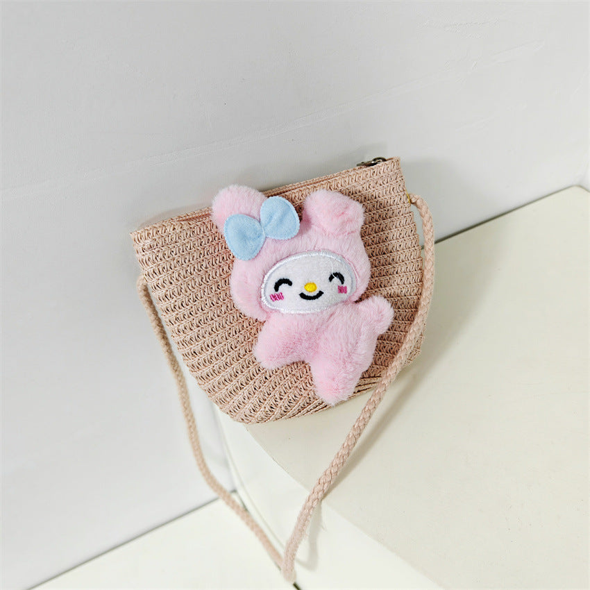 （Pre Order）Girls Spring and Summer Cartoon Weaving Straw Bag