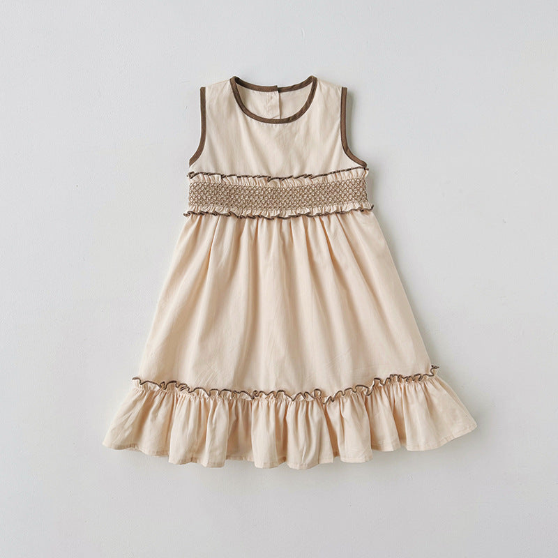 （In Production）Girls Spring&Summer Smocked Ruffle Sleeveless Dress
